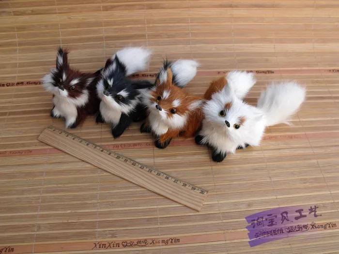 4 pieces a lot simulation look up fox toys lifelike differen colours fox dolls gift 15x6x7cm