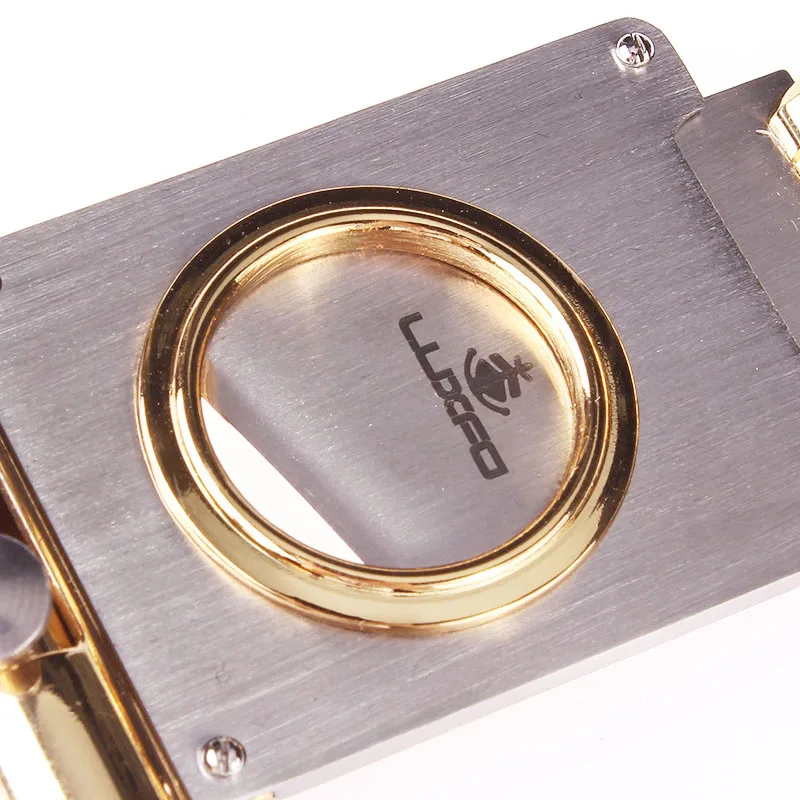 LUXFO 2 in 1 Stainless Steel Cigar Cutter With Cigar Punch Metal Guillotine In Gift Box