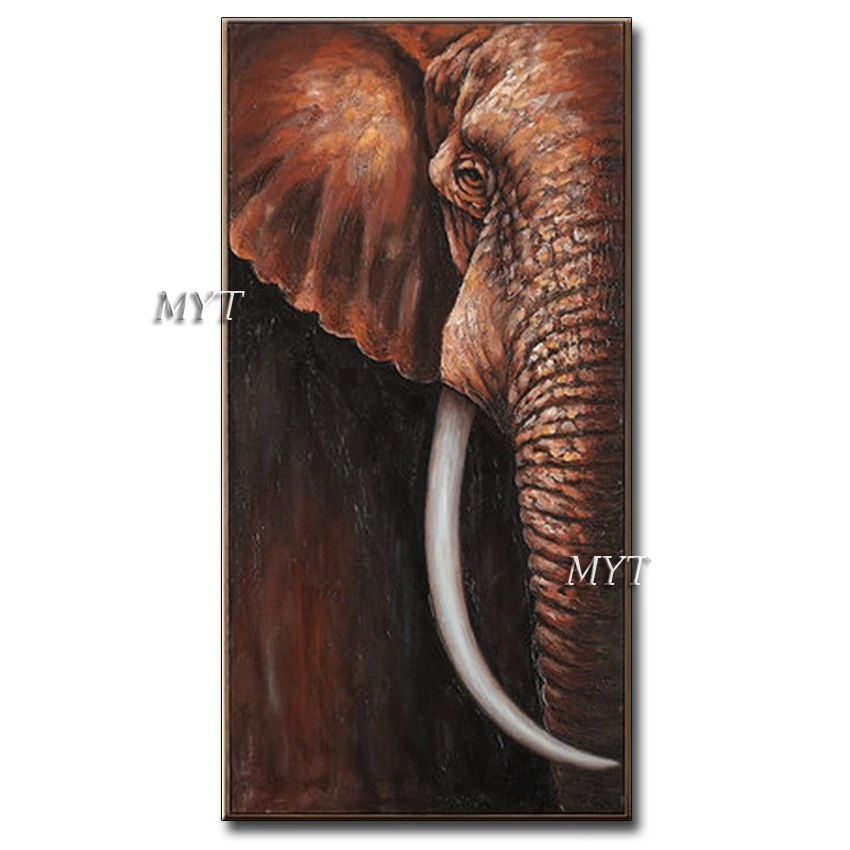 Elephant long tooth Hand-painted abstract oil painting on canvas wall art picture for living room home wall decor no framed