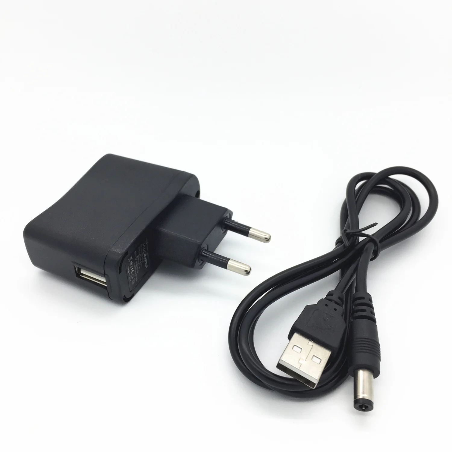 Eu Us Au Uk Plug Wall USB To 5V 1A DC 5.5mm X 2.5mm Barrel Connector Power Cable Cord