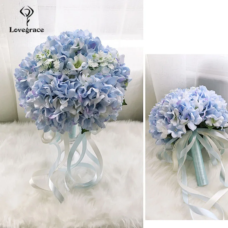 Lovegrace Bouquet Da Sposa Bianco Ortensia Da Sposa Damigelle Mazzi di Fiori Viola Fiori Artificiali Fiori Artificiali Fiori Matrimonio Decorazione Della Casa Fiori