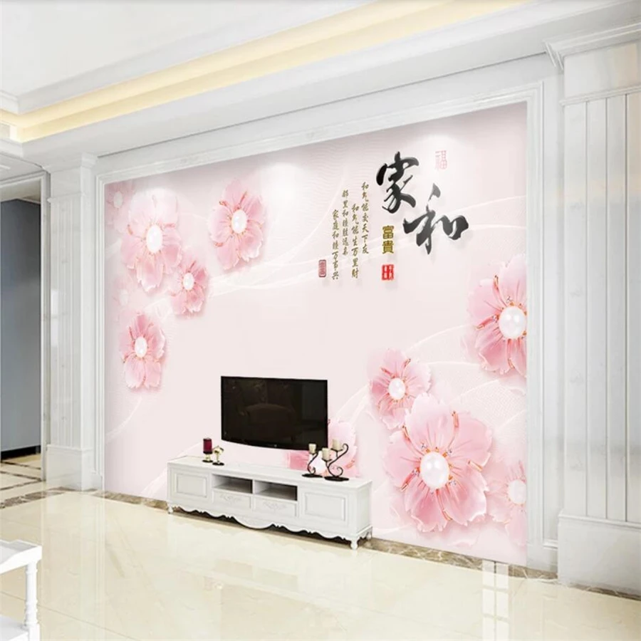 Custom wallpaper 3d stereo photo mural 8D papel de parede jewelry flower home and rich background wall paper decoration painting