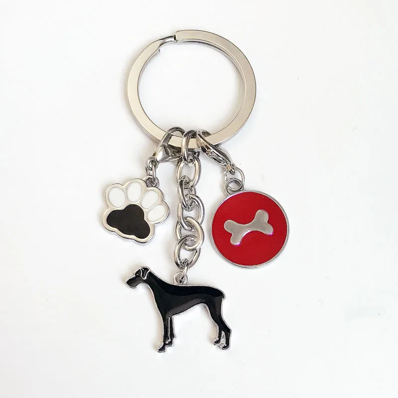 German Shepherd dog Keychain pet Dogs charm Key Chains Bone Feet Pendant gift for best friends woman jewelry wholesale