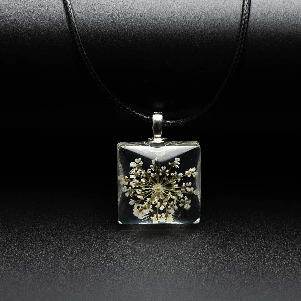 Flower in square Glass necklace Pendant Fashion glass ball necklaces Classic style Jewelry #FY401