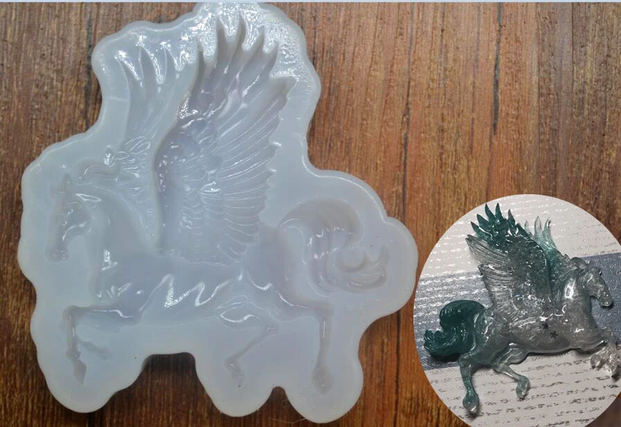 epoxy resin molds horse shape Silicone Mold for jewelry Pegasus with wing charms pendant Resin Silicone Mould handmade tool