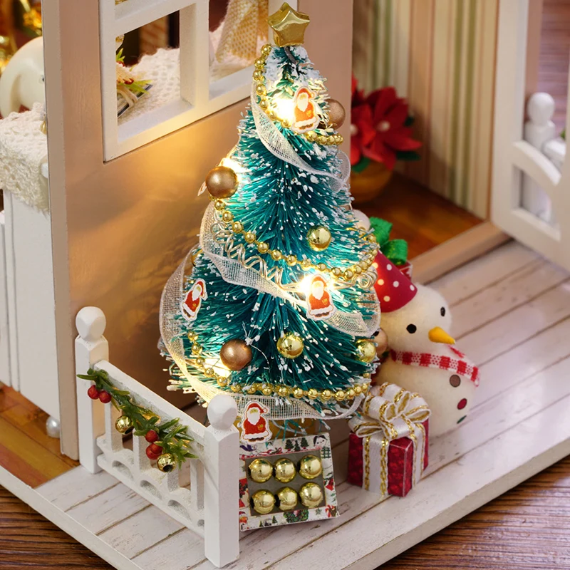 CUTEBEE casa delle bambole in miniatura in legno fai da te casa delle bambole con mobili giocattoli per bambini regalo di natale