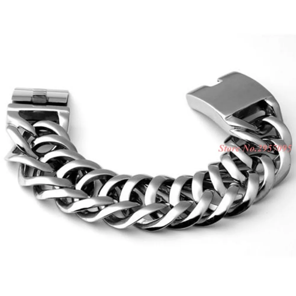 20/30 mm Wide Mens Chain Curb Cuban Link Chain Heavy 316L Stainless Steel Bracelet Free Shipping