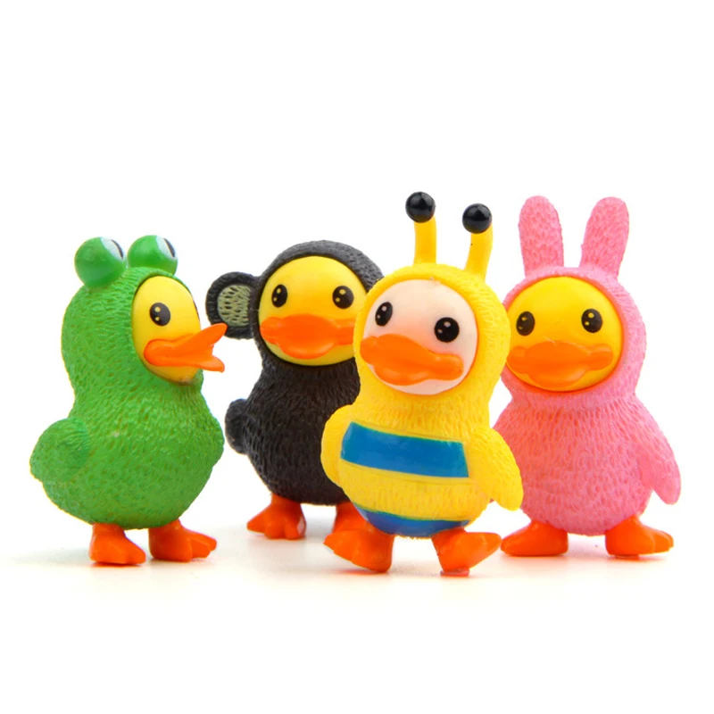 12pcs/lot Hot Sale Yellow Duck Figures Toys Dolls Resin  Kawai Yellow Duck Action Figures Models Toys for Children Dolls Gifts