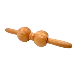 Wooden roller massager Solid wood back leg massage massage hammer double massage ball rolling spine