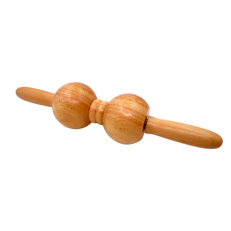 Wooden roller massager Solid wood back leg massage massage hammer double massage ball rolling spine