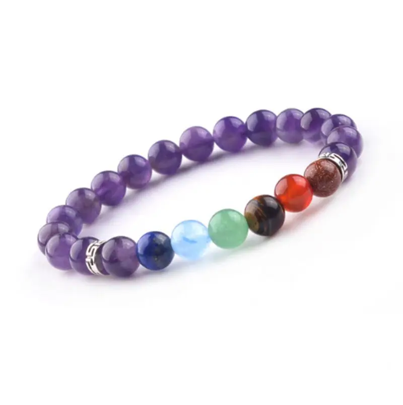 7 Chakra Bracelet Men Purple Bijoux armbanden vrouwen Women Healing Balance Beads Natural Stone Yoga Bracelet Lol