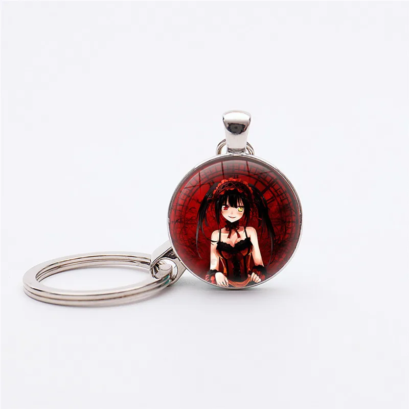 Popular Anime Date A Live Silver Plated Keychain Hermit Cute Princess Key chains Jewelry bijoux anime keychains Best Friend Gift