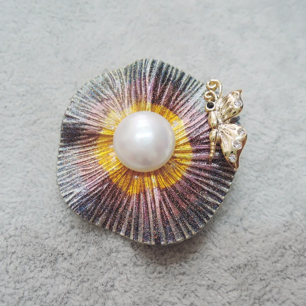 

100% nature freshwater pearl brooch -very fashion animal brooch high quality, 14-15 mm big pearl