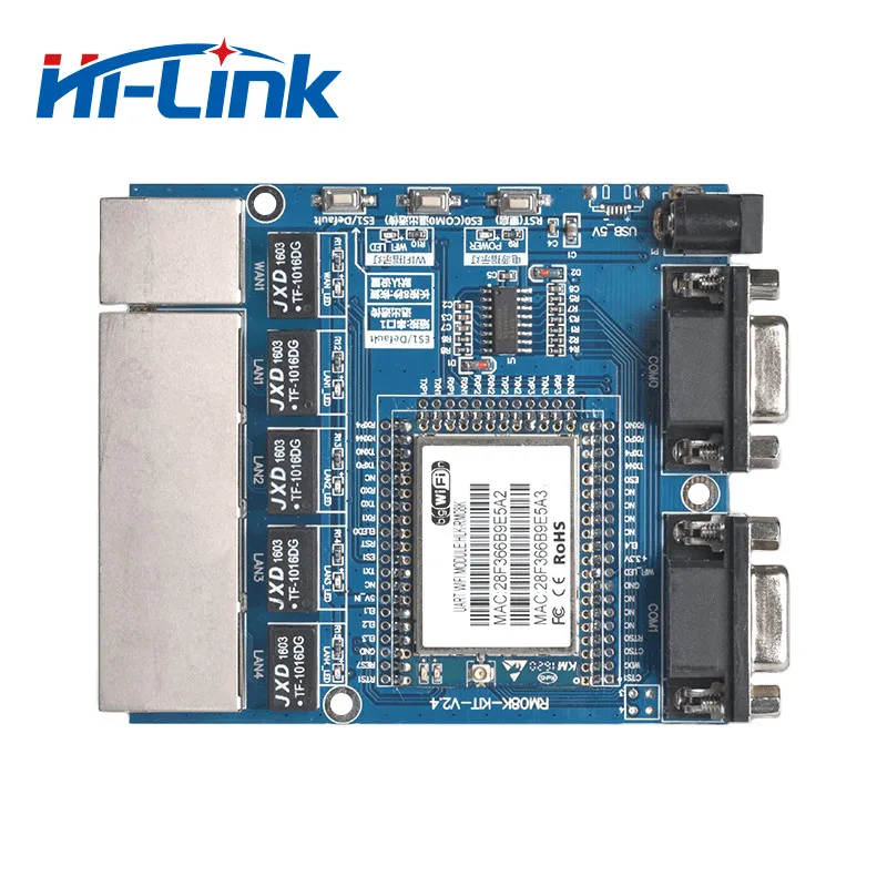 Free Shipping HLK-RM08K MT7688K Chipset Serial WIFI Module Four Ethernet Port UART To Wireless Smart Board Replace RM04