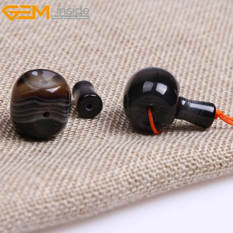 3 Holes Natural Sardonyx Black Agates Tibetan Buddha Prayer Rosary Guru Beads For Jewelry Making Multi Sizes