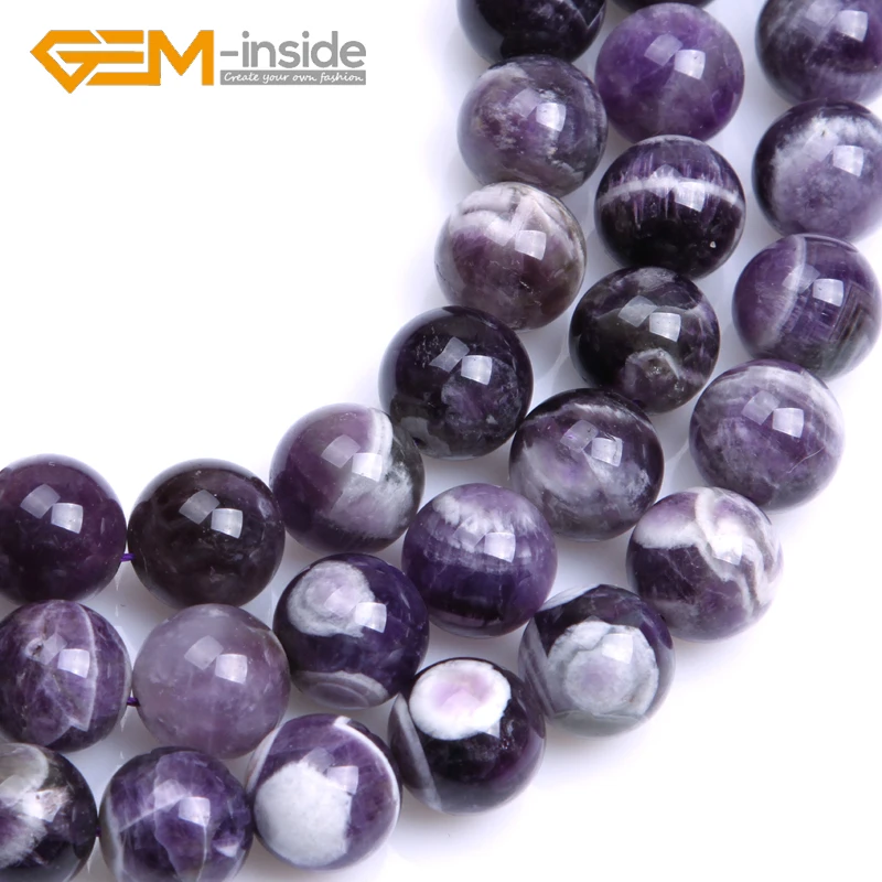 Round Mixed Color Dream Lace Amethysts Beads Natural Stone Beads DIY Loose Beads For Bracelet Making DIY Strand 15 Inches