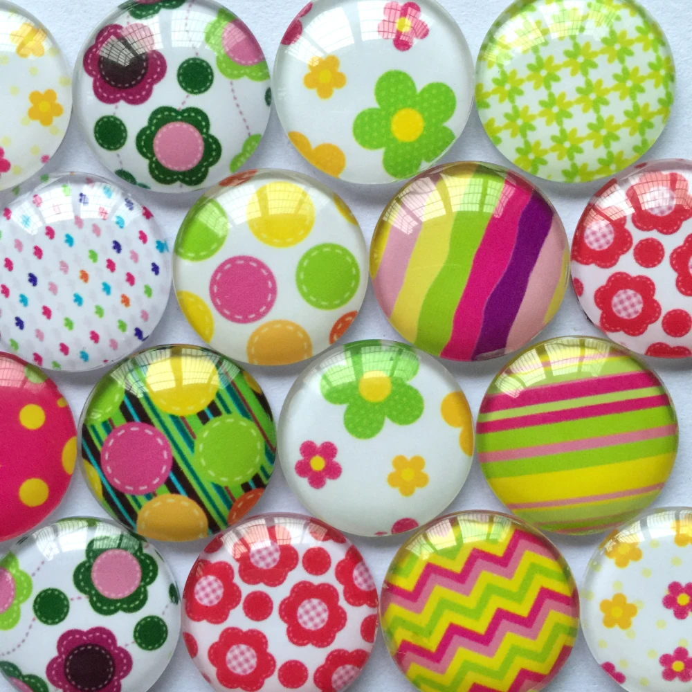 ZEROUP Round Glass Cabochon 12mm 20mm Mixed Pattern Handmade Diy Embellishments Suppies for Jewelry Clasps Craft TP-398