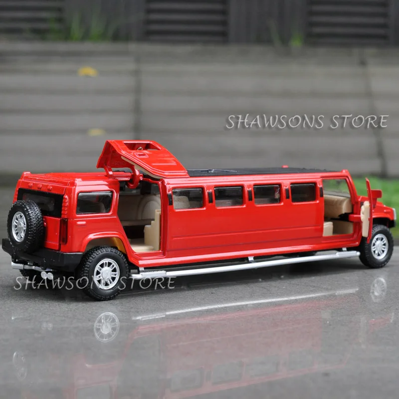 1:32 Scale Diecast Car Model Toys Pull Back H2 Stretch Limousine Miniature Replica W/ Sound Light