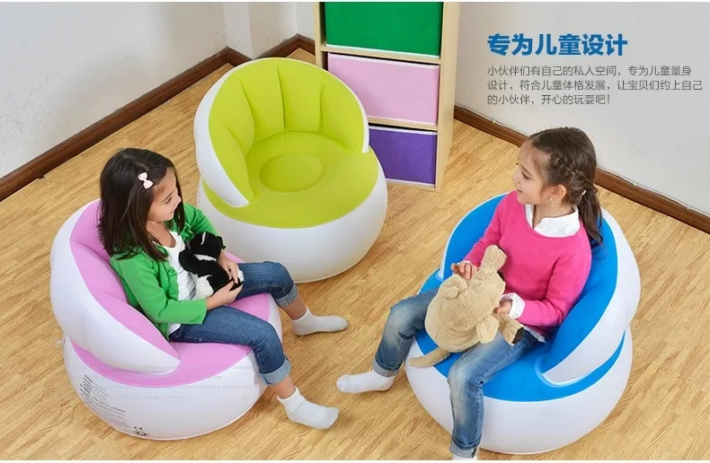 Color adult children cute creative flocking back sofa, parents matching inflatable air bean bag chair,shell design chair