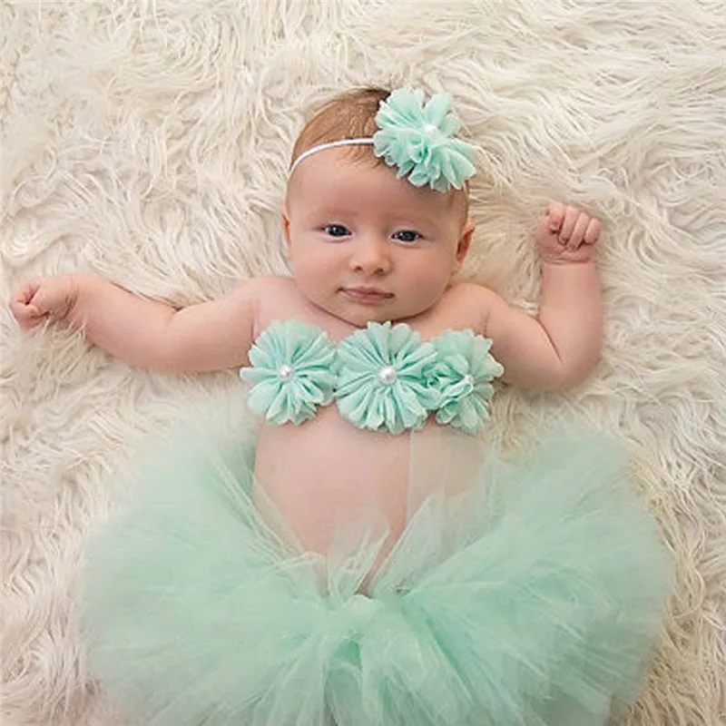 Fashion Baby Toddler Girl Flower Clothes+Hairband+Tutu Skirt Photo Prop Costume Outfits 3PCS skirt #330