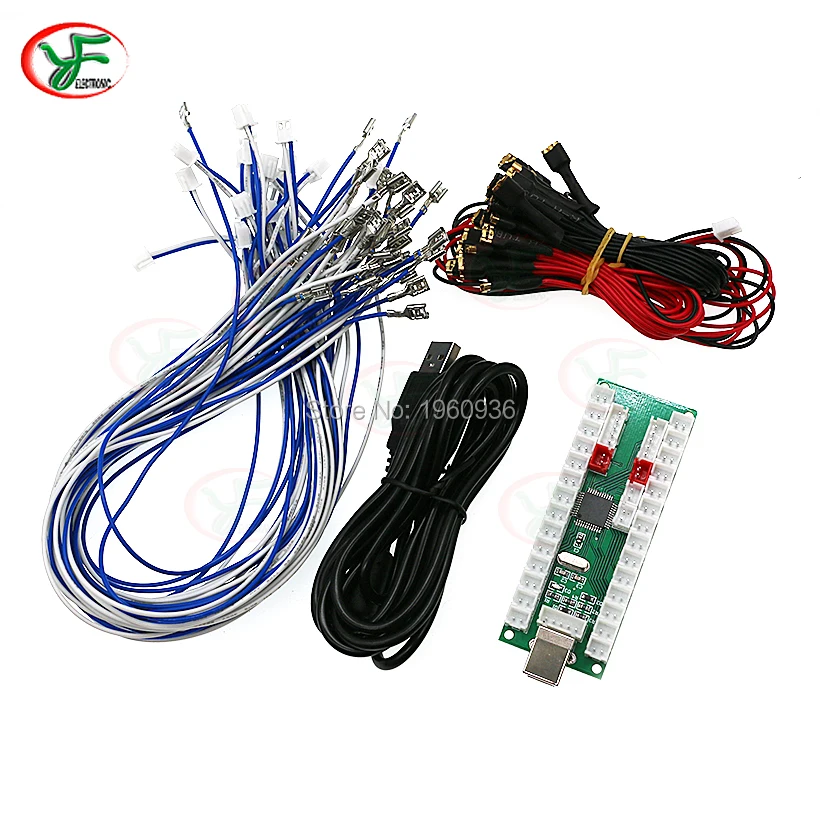 

2 Players Zero Delay Arcade Encoder USB To PC PS3 Raspberry Pi Joystick Controller With LED Button Light Cable DIY Kit