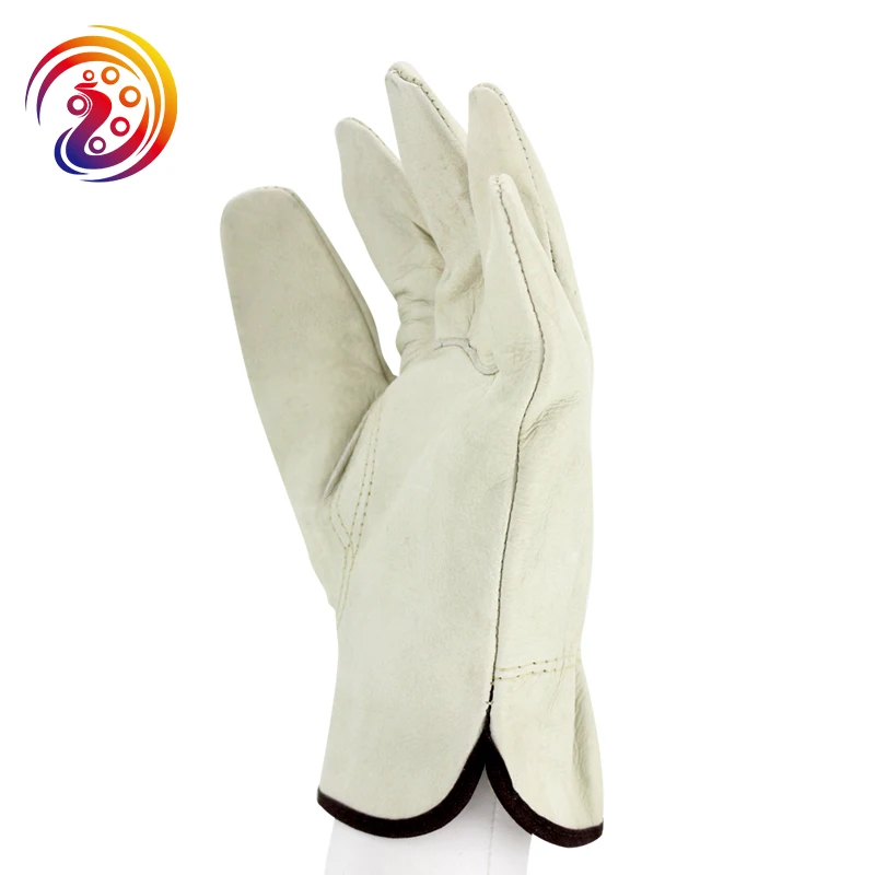 OLSON DEEPAK White Work Gloves Men\'s Leather Work Gloves Garden Work Gloves Cowhide Driver Gloves For Men