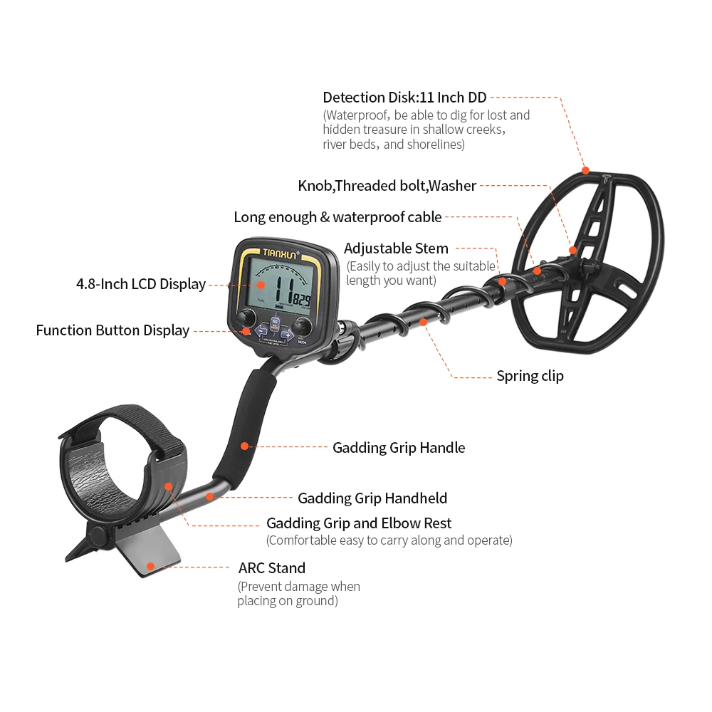 High Sensitivity TX-850 Depth Metal Detector LCD Display Underground Treasure Hunter Finder Gold Detector Detecting Pinpointer