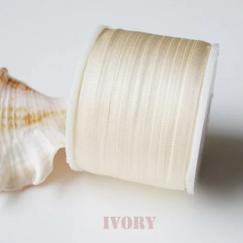 203 Ivory  100% Real Pure Silk Ribbons for Sewing Embroidery  Needlework Handcraft Christmas Decor, Double Face Taffeta 2-32mm