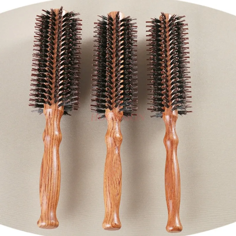 Hair Salon Professional Pig Mane Combs Round Roll Hairbrush Inside Buckle Pear Head Curly Home Style Volume Comb Hairdressing