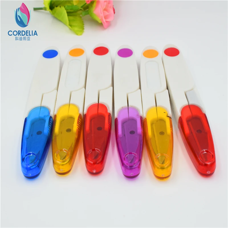 

100 pcs china latest products colorful sewing scissors clothes trimming cutter samll tailor clipper for DIY tools portable cutt