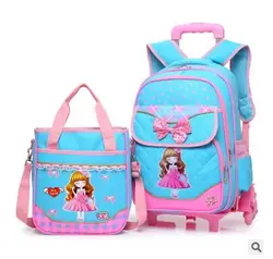 Girl's School  Trolley backpack wheeled bag for School Trolley bag On wheels School Rolling backpack Children Travel luggage bag