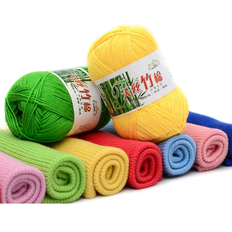 

10 Pcs / Lot Natural Soft Bamboo and Cotton yarn for Knitting 100% Natrual for baby 6 skeins thick hand knitting thick diy yarns