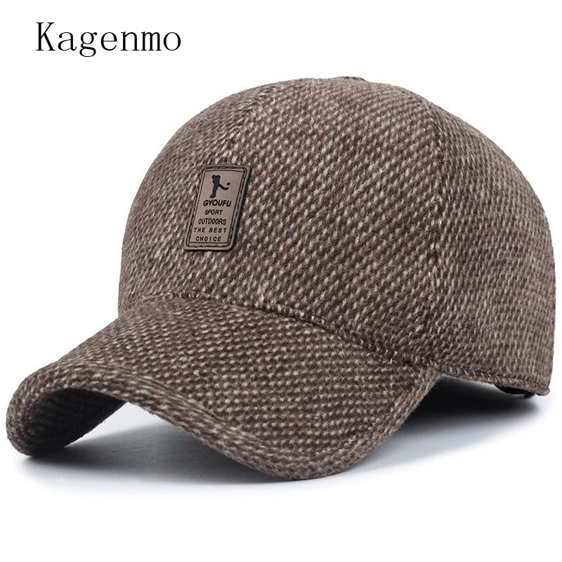 Kagenmo Fashion male winter hat  winter  keep warm baseball cap ear protection man visor thick cloth warmth wholesale