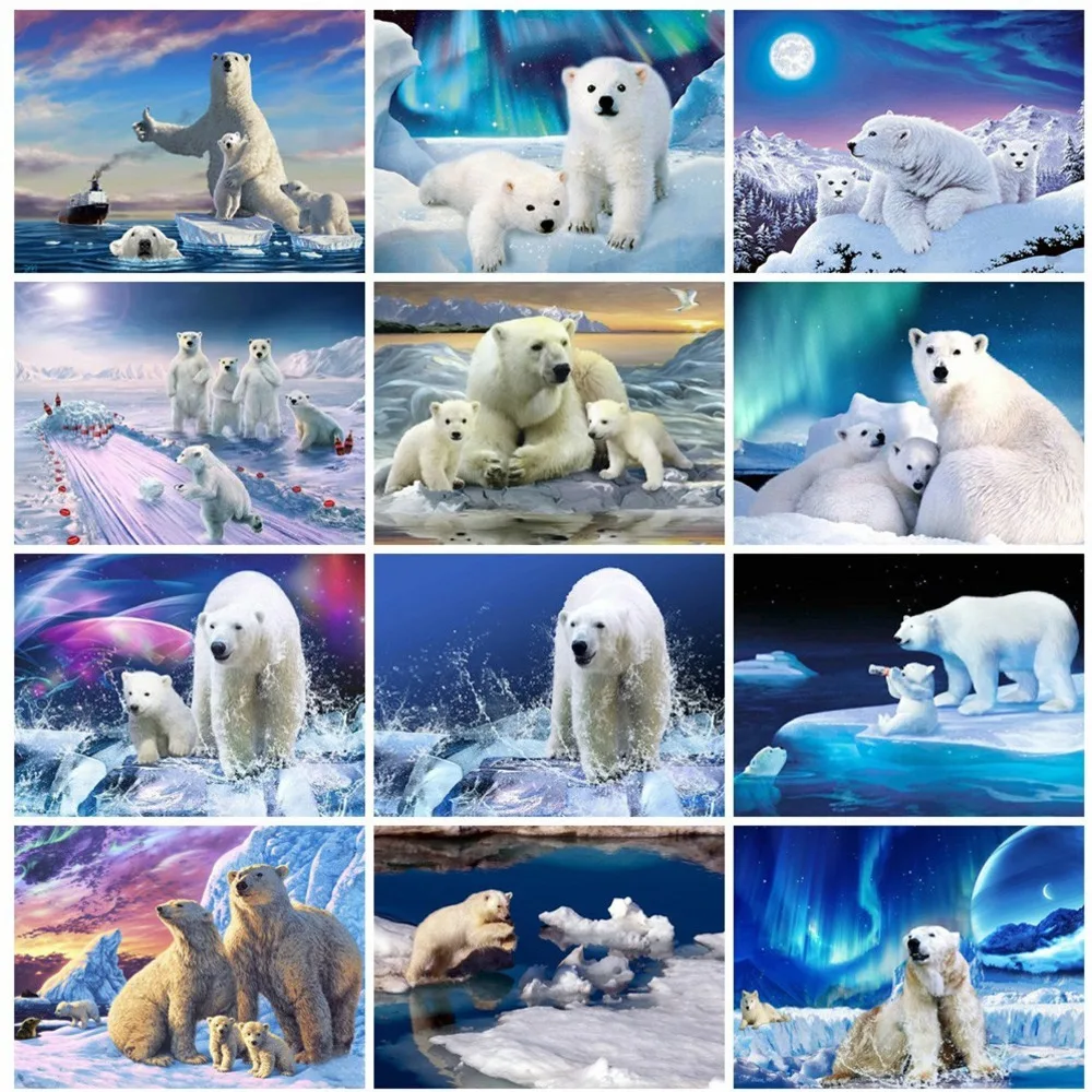 

Diamond Embroidery Animal 5D DIY Diamond Painting Polar bear Full Square Picture Mosaic Rhinestone Home Decoration