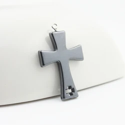 fashion hot sale hematite cross pendant accessories diy accessories HP1043