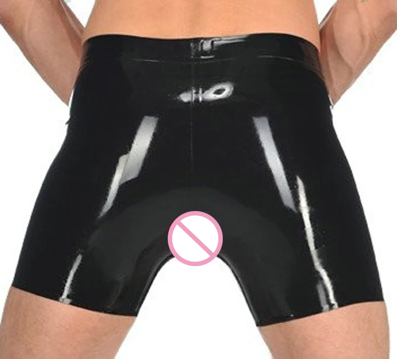 Freies verschiffen !!! Heißer Handgemachte Latex Gummi Boxer Shorts/Unterwäsche mit ein Befestigt Anal Mantel Reißverschluss-front