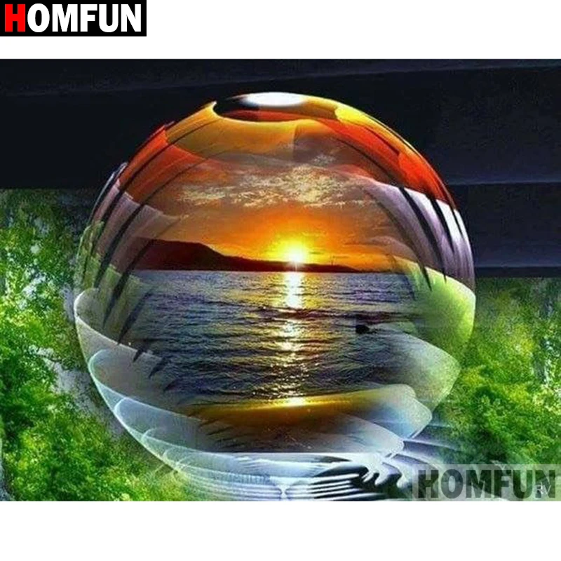 

HOMFUN Full Square/Round Drill 5D DIY Diamond Painting "Sunset scenery" Embroidery Cross Stitch 3D Home Decor Gift A13436