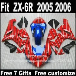 Plastic fairing kit for Kawasaki ZX6R 2005 2006 ZX-6R 05 06 Ninja 636 blue red black fairings bodywork set LK41