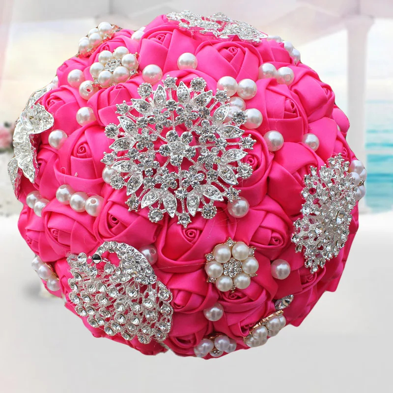 Newest fushia artificial wedding bridal bouquet  for wedding decoration