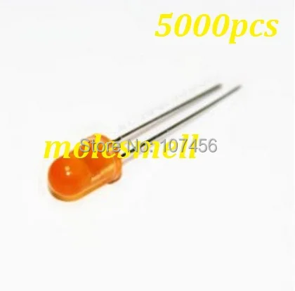 5000pcs 5mm orange Ultra Bright Diffused orange LED Lamps New 5mm orange lens led 5mm big/wide angle orange leds