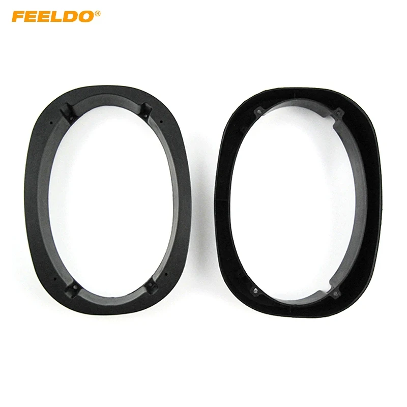 FEELDO 1Pair Black 6x9 Car Stereo Speaker Spacer Pad Adapter for General Use All Cars Beveled Speaker Mat Ring Set #MX6051