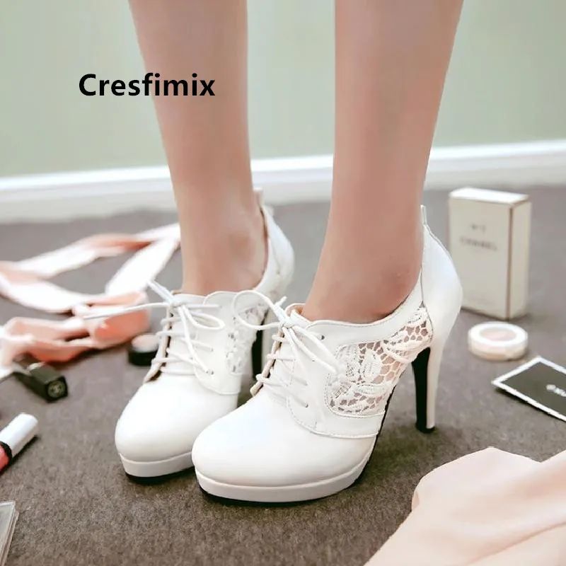 Cresfimix women fashion sweet pink spring high quality high heel shoes female casual mesh breathable boots autumn boots a5460