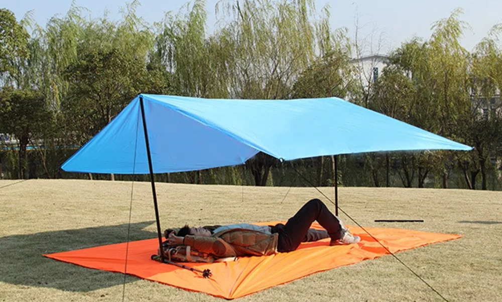 초경량 햇빛 가리개 지붕 캠핑 매트, 해변 텐트, 퍼골라 차양 캐노피, 190T 태피터 타프, 5 가지 색상, 3 가지 크기