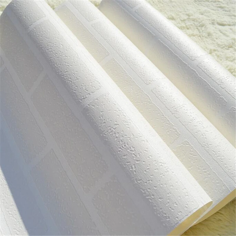 wellyu Thick pure white embossed three-dimensional brick pattern wallpaper Korean clothing store shadow brick wallpaper