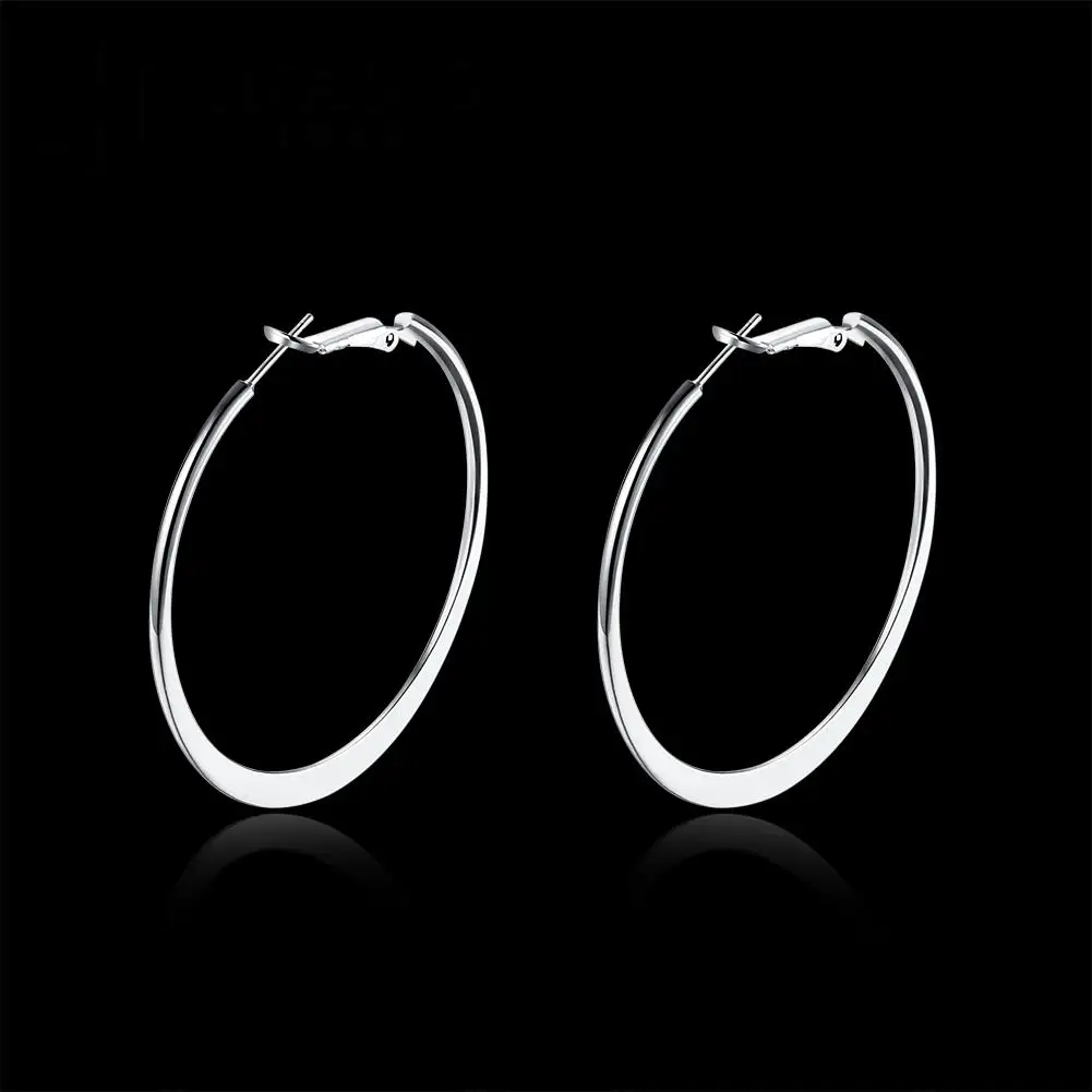 INALIS New Silver Color Fine Smooth Exaggerated Big Circle Hoop Earrings For Women Earings Simple jewelry E949-C