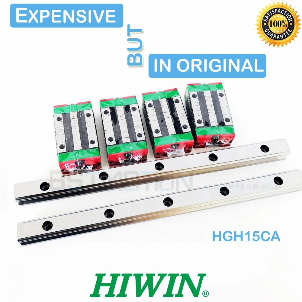 Genuine HIWIN HGR15 Linear Guide 280 300 400 500 640 700 800 900 1000mm 1100 1200 rail HGH15CA Carriage Block C Grade ZA Preload