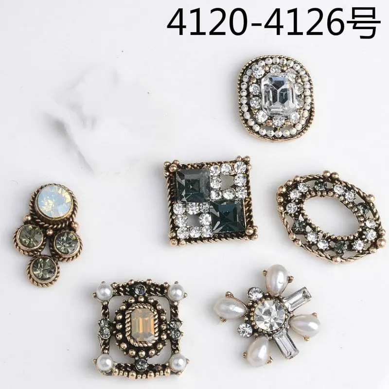 

50PCS Hot Selling Crystal Flower Charms Alloy Pendant For Bracelet DIY Fashion Jewelry Accessories