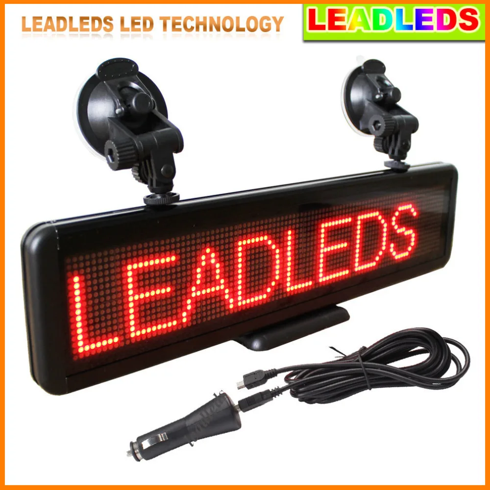 16*64Dots LED Car Sign Moving Message Display Programmable LED Display Board for  Advertising, Built-in Battery Rechargeabl