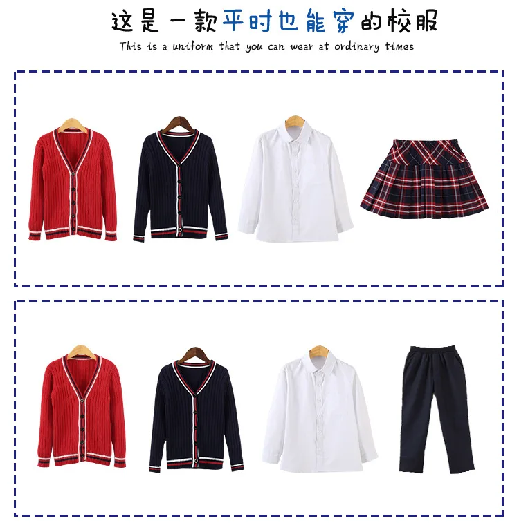 I bambini della Scuola Uniforme 3 pz Pantaloni Maglie e Maglioni Camicia di Usura della Scuola Delle Ragazze di Stile Britannico Vestito di Scuola Materna Primaria Classe Uniforme D-0508