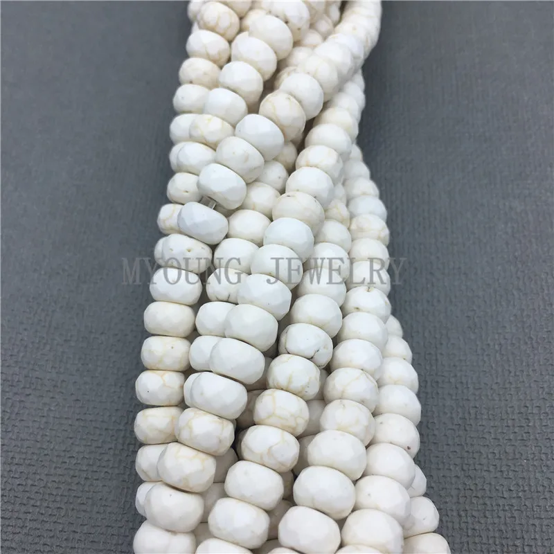 Faceted Abacus White Turquoises Beads,Beige Howlite Beads For Jewelry Making, 15.5''Free Shipping MY0666